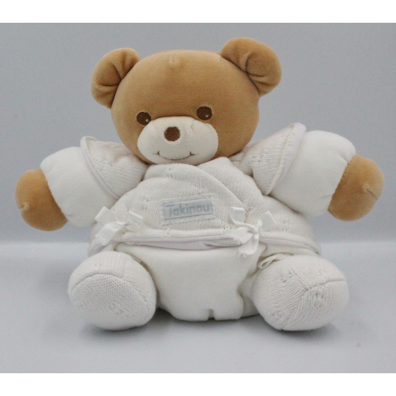 Doudou ours boule blanc laine TAKINOU