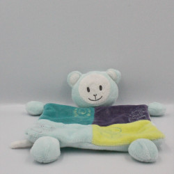 Doudou plat ours singe bleu vert violet OBAIBI OKAIDI