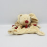 Doudou plat lapin beige marron bordeaux NICOTOY