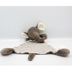 Doudou plat éléphant blanc marron rayé H ET M HM H&M