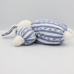 Doudou lapin blanc rayé bleu TARTINE ET CHOCOLAT
