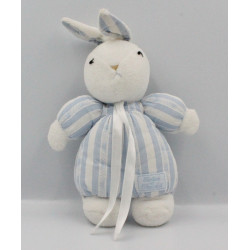 Doudou lapin blanc rayé bleu TARTINE ET CHOCOLAT