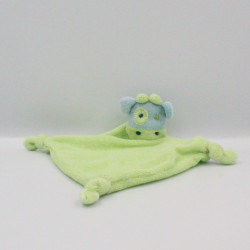 Doudou plat vache hippopotame vert éponge T ANAIK