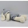 Doudou lapin blanc salopette rayé bleu NICOTOY