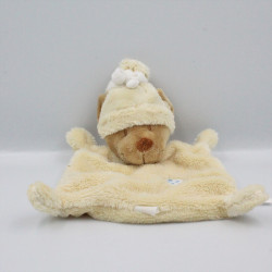 Doudou plat ours écru coccinelle brodée NICOTOY