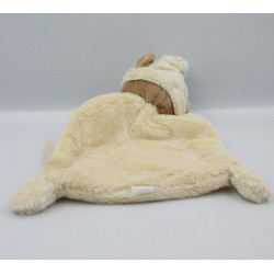 Doudou plat ours écru coccinelle brodée NICOTOY