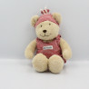 Doudou ours beige rayé rouge NICOTOY