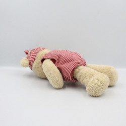 Doudou ours beige rayé rouge NICOTOY