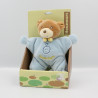 Doudou semi plat ours bleu coeur jaune NOUNOURS