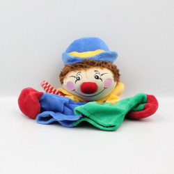 Doudou plat marionnette clown rouge bleu vert jaune NOUNOURS