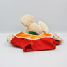 Doudou plat marionnette souris beige vert rouge orange NOUNOURS