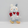 Mini doudou lapin blanc bleu rouge jaune AUCHAN