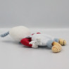 Mini doudou lapin blanc bleu rouge jaune AUCHAN