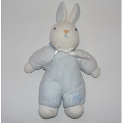 Doudou lapin boule vichy bleu TARTINE ET CHOCOLAT 
