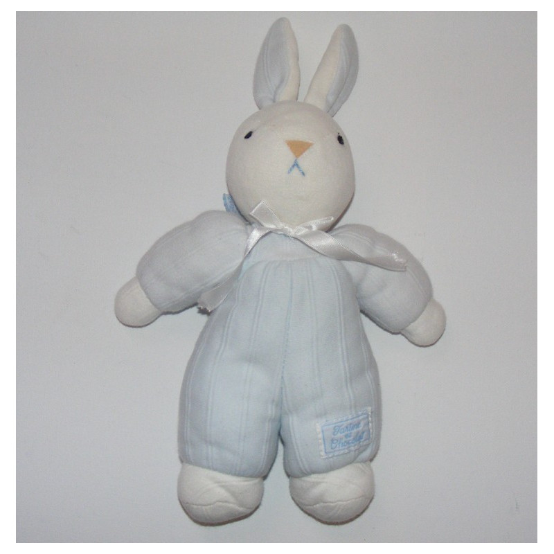 Doudou lapin boule vichy bleu TARTINE ET CHOCOLAT 
