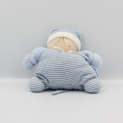 Doudou semi Plat Lutin Bleu rayé Nounours
