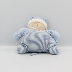 Doudou Lutin Blanc Bonnet Bleu Nounours