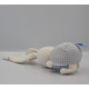 Doudou lapin blanc vichy bleu fleurs NOUNOURS