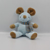 Doudou souris bleu marron écharpe rayé GRAINE D'EVEIL LOT DE 2