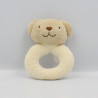 Doudou hochet ours ecru jaune TEX