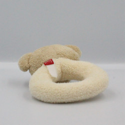 Doudou hochet ours ecru jaune TEX