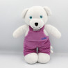 Doudou ours blanc salopette rose GALLIA