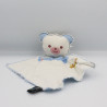 Doudou plat ours tissu blanc bleu le petit nathan PAPILLI