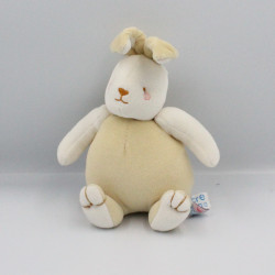 Doudou lapin beige jaune blanc SUCRE D'ORGE