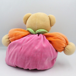 Doudou ours patapouf rose orange vert poche jaune KALOO