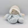 Doudou poupée poupon bébé bleu gris echarpe rayé COROLLE 2012
