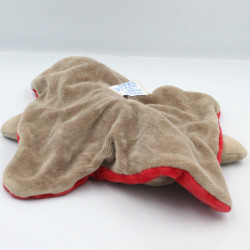 Doudou plat ours rouge écru beige avion Captain NOUNOURS