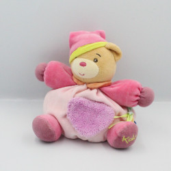 Doudou ours rose vert coeur POP KALOO