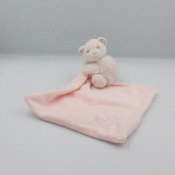 Doudou plat ours rose mouchoir PERLE KALOO