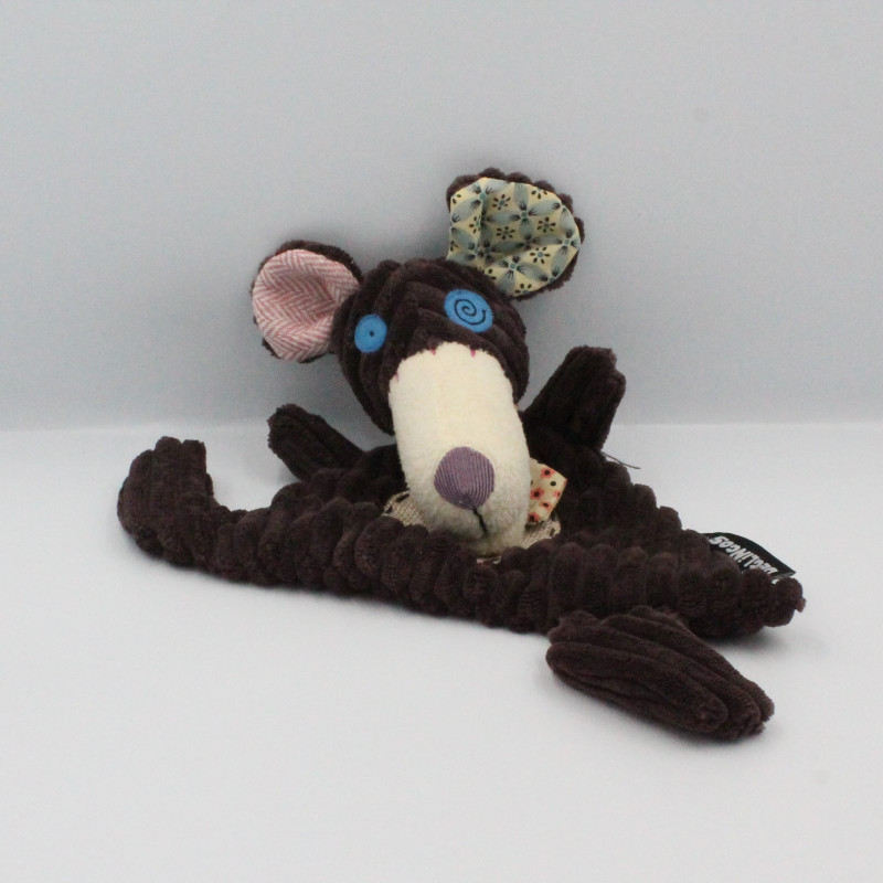 Doudou plat souris rat marron beige Ratos BABY DEGLINGOS