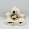 Doudou plat marionnette ours blanc beige pingouin HISTOIRE D'OURS