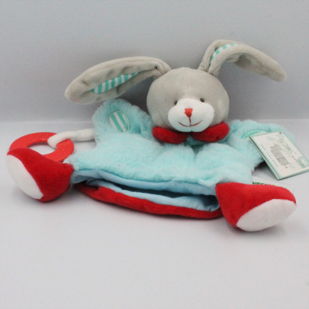 Doudou et compagnie marionnette lapin bleu rouge gris EUREKA KIDS