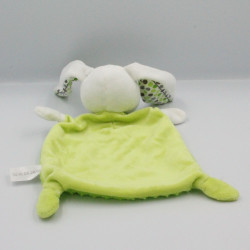 Doudou plat lapin vert blanc pois NICOTOY
