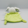 Doudou plat lapin vert blanc pois NICOTOY