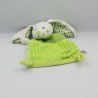 Doudou plat lapin vert blanc pois NICOTOY