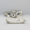 Doudou plat lapin gris blanc tigres masque IKKS