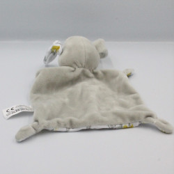 Doudou plat lapin gris blanc tigres masque IKKS
