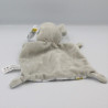 Doudou plat lapin gris blanc tigres masque IKKS