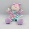 Doudou plat marionnette papillon rose mauve bleu KIMBALOO