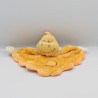 Doudou plat dinosaure jaune orange blanc BENGY