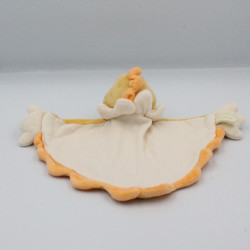 Doudou plat dinosaure jaune orange blanc BENGY