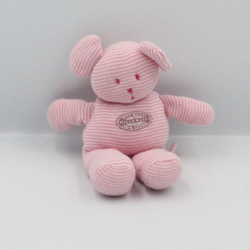 Doudou souris rayures rose Milleraies PETIT BATEAU