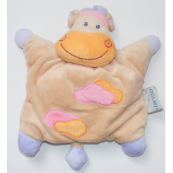 Doudou plat girafe vache beige taches orange rose NATTOU