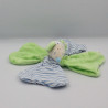 Doudou plat souris vert bleu rayé LES BEBES D'ELYSEA