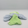 Doudou plat souris vert bleu rayé LES BEBES D'ELYSEA