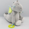 Doudou dragon gris bleu vert rayé OBAIBI